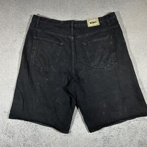 Vintage Solo Black Denim Jean Shorts USA Mens Size 42 Baggy Skater Hip Hop #1909
